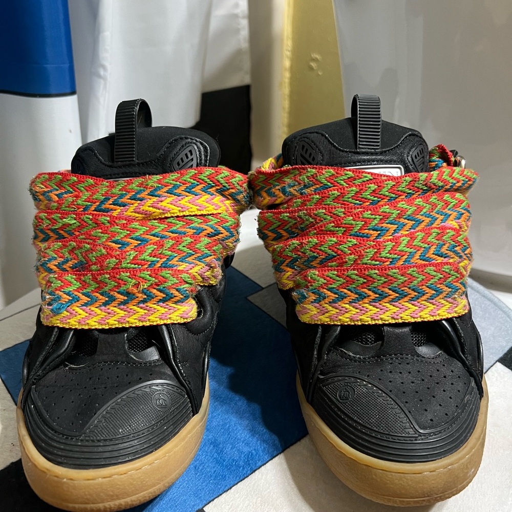 Lanvin Curb Round Toe Lace-Up Sneakers